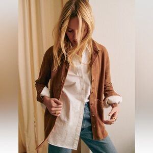 Sezane Will Jacket in Camel Suede
